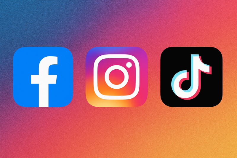 Facebook, Instragram e TikTok